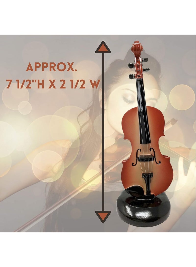 صندوق موسيقي على شكل كمان من تصميمات بانبيري على قاعدة - هدية مصنوعة يدوياً لمحبي الكمان مع قاعدة موسيقية دوارة 360 درجة، نموذج مصغر لصندوق موسيقي كلاسيكي - Image 3